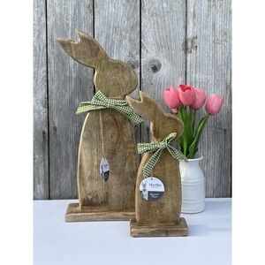 Martha Stewart Wooden Easter Bunny Decor Set Rustic Farmhouse Spring Decoration